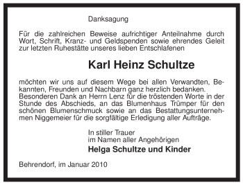 Traueranzeige von Karl Heinz Schultze von ALLGEMEINE ZEITUNG UELZEN