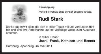 Traueranzeige von Rudi Stark von ALLGEMEINE ZEITUNG UELZEN