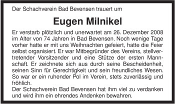 Traueranzeige von Eugen Milnikel von ALLGEMEINE ZEITUNG UELZEN