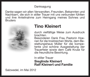 Traueranzeige von Tino Kleinert von ALLGEMEINE ZEITUNG UELZEN