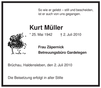 Traueranzeige von Kurt Müller von ALLGEMEINE ZEITUNG UELZEN