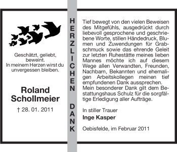 Traueranzeige von Roland Schollmeier von ALLGEMEINE ZEITUNG UELZEN