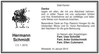 Traueranzeige von Hermann Schmidt von ALLGEMEINE ZEITUNG UELZEN