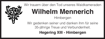Traueranzeige von Wilhelm Mennerich von ALLGEMEINE ZEITUNG UELZEN