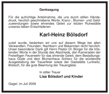 Traueranzeige von Karl-Heinz Bölsdorf von ALLGEMEINE ZEITUNG UELZEN