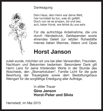 Traueranzeige von Horst Janson von Uelzen