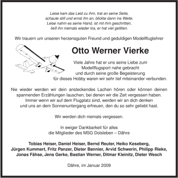 Traueranzeige von Otto Werner Vierke von ALLGEMEINE ZEITUNG UELZEN