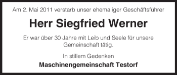 Traueranzeige von Siegfried Werner von ALLGEMEINE ZEITUNG UELZEN