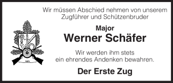 Traueranzeige von Werner Schäfer von ALLGEMEINE ZEITUNG UELZEN