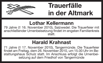 Traueranzeige von Harald Krahnast von ALLGEMEINE ZEITUNG UELZEN