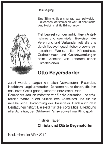 Traueranzeige von Otto Beyersdörfer von ALLGEMEINE ZEITUNG UELZEN