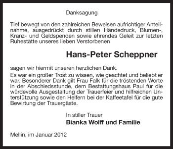 Traueranzeige von Hans-Peter Scheppner von ALLGEMEINE ZEITUNG UELZEN