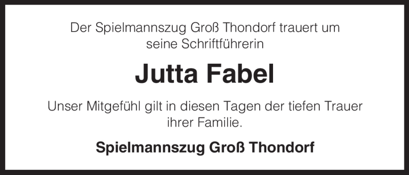  Traueranzeige für Jutta Fabel vom 17.11.2010 aus ALLGEMEINE ZEITUNG UELZEN
