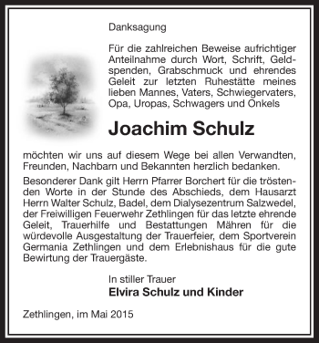 Traueranzeige von Joachim Schulz von Uelzen