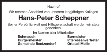 Traueranzeige von Hans-Peter Scheppner von ALLGEMEINE ZEITUNG UELZEN