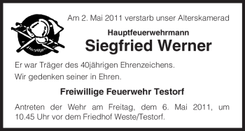 Traueranzeige von Siegfried Werner von ALLGEMEINE ZEITUNG UELZEN