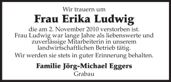 Traueranzeige von Erika Ludwig von ALLGEMEINE ZEITUNG UELZEN