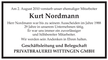 Traueranzeige von Kurt Nordmann von ALLGEMEINE ZEITUNG UELZEN