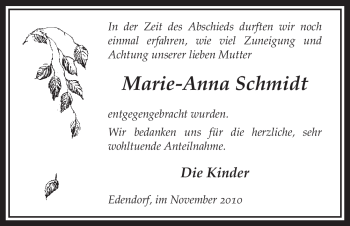 Traueranzeige von Marie-Anna Schmidt von ALLGEMEINE ZEITUNG UELZEN