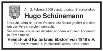 Traueranzeige von Hugo Schünemann von ALLGEMEINE ZEITUNG UELZEN