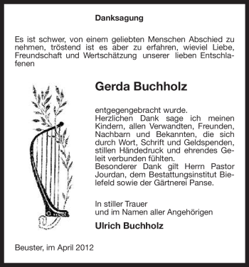 Traueranzeige von Gerda Buchholz von ALLGEMEINE ZEITUNG UELZEN