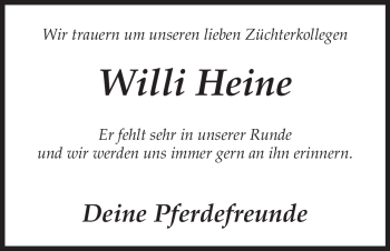 Traueranzeige von Willi Heine von ALLGEMEINE ZEITUNG UELZEN