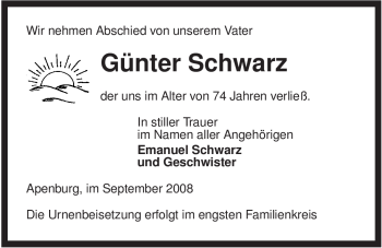 Traueranzeige von Günter Schwarz von ALLGEMEINE ZEITUNG UELZEN