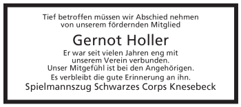 Traueranzeige von Gernot Holler von ALLGEMEINE ZEITUNG UELZEN