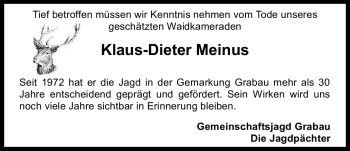 Traueranzeige von Klaus-Dieter Meinus von ALLGEMEINE ZEITUNG UELZEN