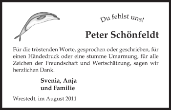 Traueranzeige von Peter Schönfeldt von ALLGEMEINE ZEITUNG UELZEN