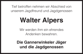 Traueranzeige von Walter Alpers von ALLGEMEINE ZEITUNG UELZEN