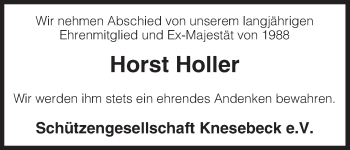 Traueranzeige von Horst Holler von Uelzen