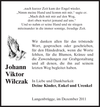 Traueranzeige von Johann Viktor Wilczak von ALLGEMEINE ZEITUNG UELZEN