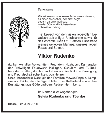 Traueranzeige von Viktor Rudenko von ALLGEMEINE ZEITUNG UELZEN