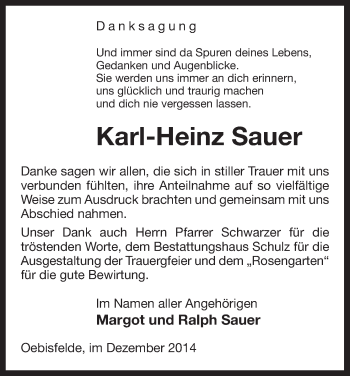 Traueranzeige von Karl-Heinz Sauer von Uelzen