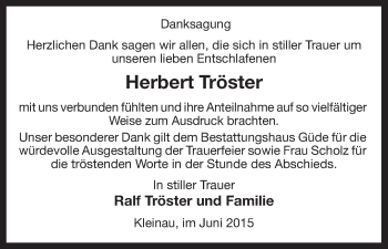 Traueranzeige von Herbert Tröster von Uelzen