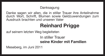 Traueranzeige von Reinhard Prigge von ALLGEMEINE ZEITUNG UELZEN