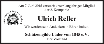 Traueranzeige von Ulrich Reller von Uelzen