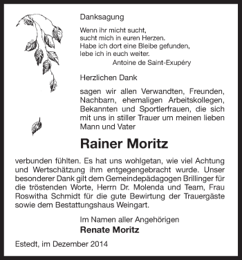 Traueranzeige von Rainer Moritz von Uelzen