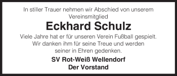 Traueranzeige von Eckhard Schulz von ALLGEMEINE ZEITUNG UELZEN