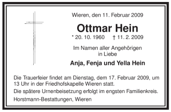 Traueranzeige von Ottmar Hein von ALLGEMEINE ZEITUNG UELZEN
