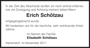 Traueranzeige von Erich Schötzau von ALLGEMEINE ZEITUNG UELZEN