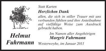Traueranzeige von Helmut Fuhrmann von ALLGEMEINE ZEITUNG UELZEN