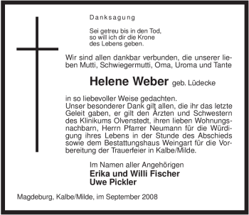 Traueranzeige von Lüdecke Weber von ALLGEMEINE ZEITUNG UELZEN