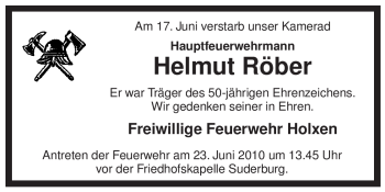 Traueranzeige von Helmut Röber von ALLGEMEINE ZEITUNG UELZEN