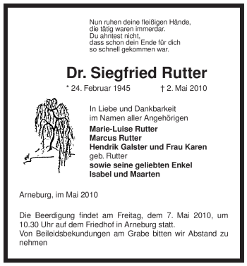 Traueranzeige von Siegfried Rutter von ALLGEMEINE ZEITUNG UELZEN