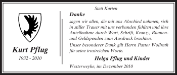 Traueranzeige von Kurt Pflug von ALLGEMEINE ZEITUNG UELZEN