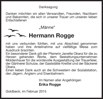 Traueranzeige von Hermann Rogge von Uelzen