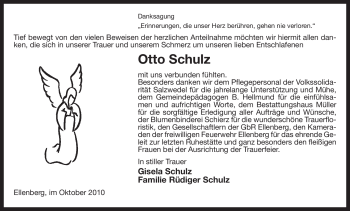 Traueranzeige von Otto Schulz von ALLGEMEINE ZEITUNG UELZEN