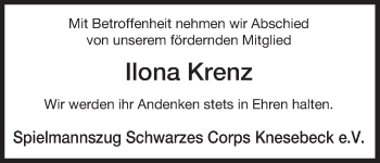 Traueranzeige von Ilona Krenz von Uelzen